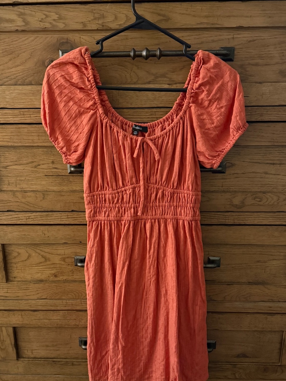 Madewell Orange Puff-Sleeve Mini Dress Sz XXS
